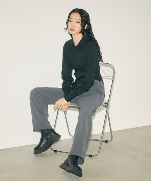 INSIIS（インシス）の「アシンメトリーバイカラーリンキングニットカーディガン（ニット/セーター・レディース・ブラック/ライトグリーン/ブラウン・フリー）」の8枚目の写真