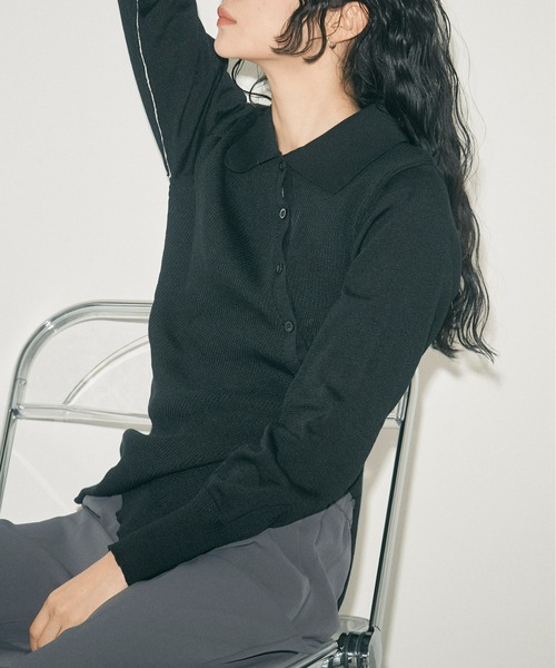 INSIIS（インシス）の「アシンメトリーバイカラーリンキングニットカーディガン（ニット/セーター・レディース・ブラック/ライトグリーン/ブラウン・フリー）」の6枚目の写真