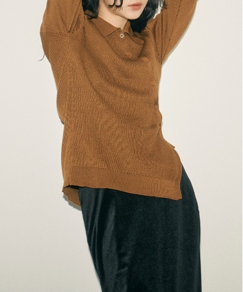 INSIIS（インシス）の「アシンメトリーバイカラーリンキングニットカーディガン（ニット/セーター・レディース・ブラック/ライトグリーン/ブラウン・フリー）」の9枚目の写真