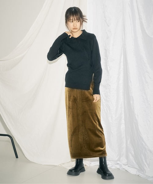 INSIIS（インシス）の「アシンメトリーバイカラーリンキングニットカーディガン（ニット/セーター・レディース・ブラック/ライトグリーン/ブラウン・フリー）」の22枚目の写真