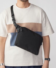 シュリンクレザー × ファブリック コンビ ショルダーバッグ