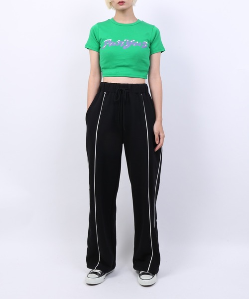 PUNYUS(プニュズ)の「パイピングスウェットパンツ(スウェットパンツ・レディース・グリーン/グレー/ブラック・1/2/3/4)」の6枚目の写真