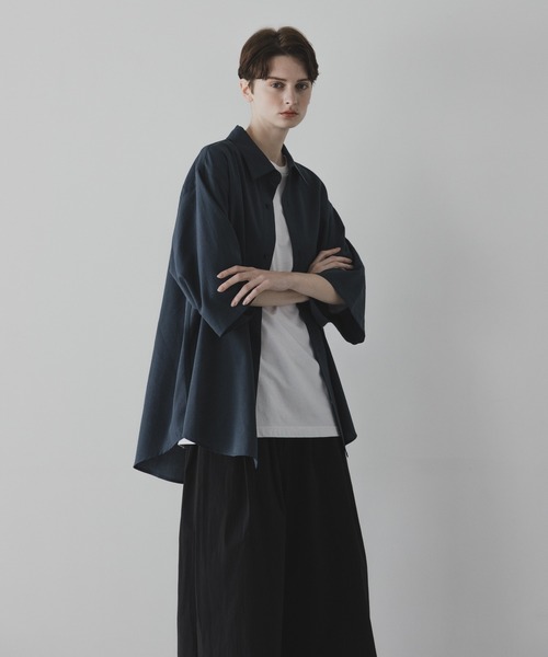 LOOKPLE☆ハイパー エッセンシャルオーバーフィットリネンシャツ remer シャツ loose synthetic linen over shirt / ルーズ