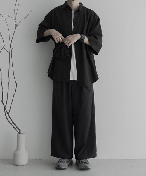 remer(リメール)の「loose synthetic linen over shirt / ルーズシンセティックリネンオーバーシャツ《夏に涼しい麻調合繊》(シャツ/ブラウス・メンズ・ダークブルー/ブラック/グレイッシュベージュ/チャコールグレー/ネイビー/オリーブ・SMALL/MEDIUM/LARGE/X-SMALL)」の13枚目の写真