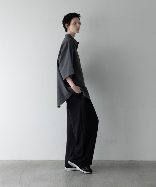 loose synthetic linen over shirt / ルーズシンセティック