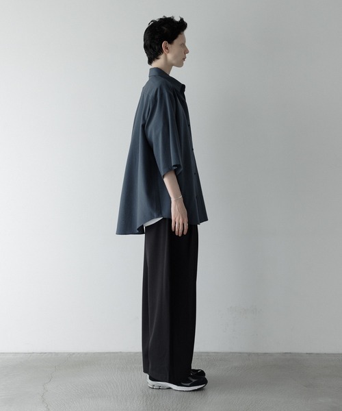 loose synthetic linen over shirt / ルーズシンセティック