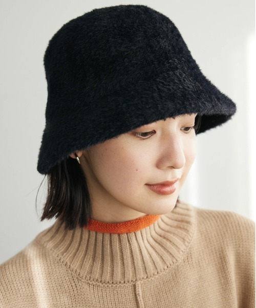 Green　Parks（グリーンパークス）の「・シャギーハット（ハット・レディース・アイボリー/ブラック/モカ/グリーン・FREE）」の3枚目の写真