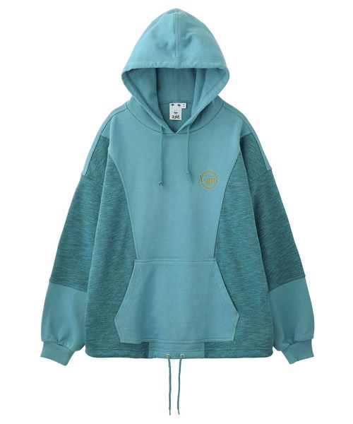 X-girl（エックスガール）の「COLORBLOCK SWEAT HOODIE（パーカー・レディース・チャコール/ライトグリーン/ホワイト・S/M）」の7枚目の写真