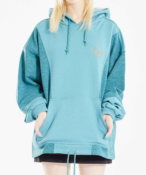 X-girl（エックスガール）の「COLORBLOCK SWEAT HOODIE（パーカー・レディース・チャコール/ライトグリーン/ホワイト・S/M）」の20枚目の写真