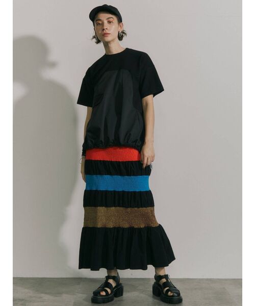 UN3D.（アンスリード）の「マルチカラーシャーリングスカート（スカート・レディース・ブルー/ブラック・36/38）」の5枚目の写真