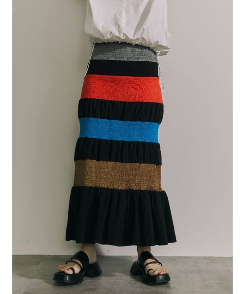 UN3D.（アンスリード）の「マルチカラーシャーリングスカート（スカート・レディース・ブルー/ブラック・36/38）」の20枚目の写真