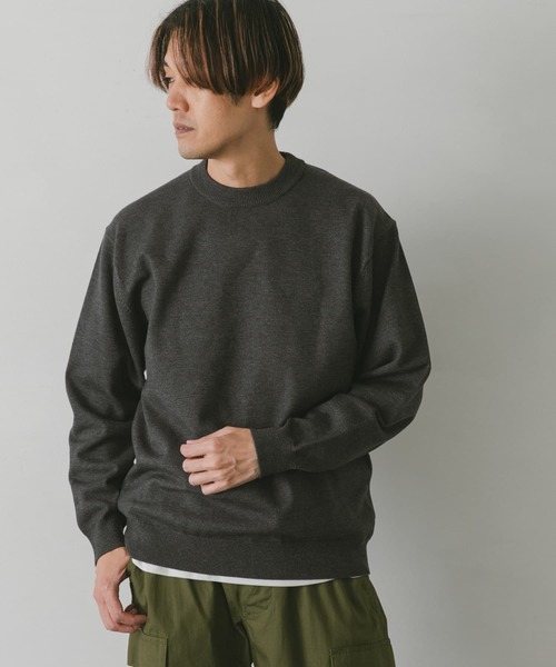 URBAN RESEARCH DOORS（アーバンリサーチドアーズ）の「ソフトタッチ クルーネックニット（ニット/セーター・メンズ・グレー/チャコールグレー/ブルー/モカ/オレンジ/グリーン・MEDIUM/LARGE）」の22枚目の写真