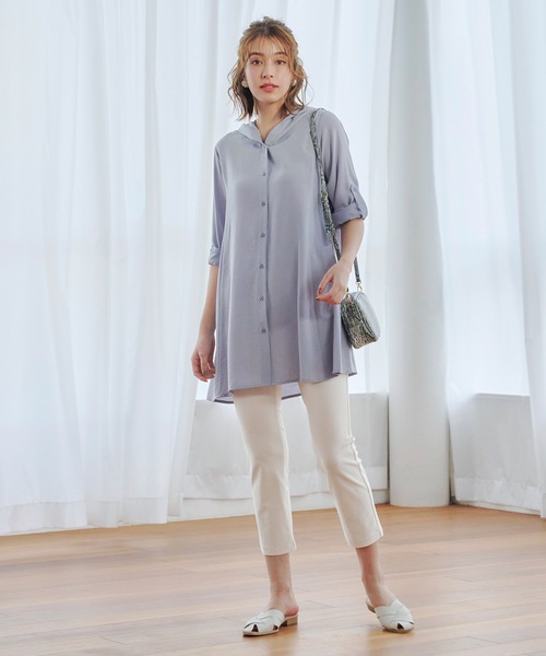 【新色追加・洗える】麻調パーカーチュニックブラウス(シャツ/ブラウス)|Tiaclasse(ティアクラッセ) 【新色追加・洗える】麻調パーカーチュニックブラウス(シャツ/ブラウス)|Tiaclasse(ティアクラッセ)