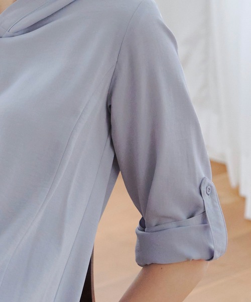 【新色追加・洗える】麻調パーカーチュニックブラウス(シャツ/ブラウス)|Tiaclasse(ティアクラッセ) 【新色追加・洗える】麻調パーカーチュニックブラウス(シャツ/ブラウス)|Tiaclasse(ティアクラッセ)