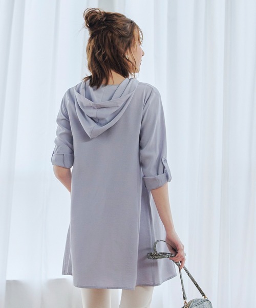 【新色追加・洗える】麻調パーカーチュニックブラウス(シャツ/ブラウス)|Tiaclasse(ティアクラッセ) 【新色追加・洗える】麻調パーカーチュニックブラウス(シャツ/ブラウス)|Tiaclasse(ティアクラッセ)