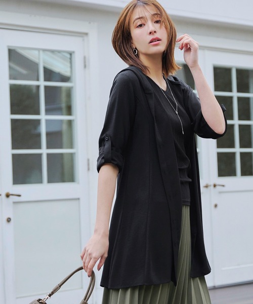 【新色追加・洗える】麻調パーカーチュニックブラウス(シャツ/ブラウス)|Tiaclasse(ティアクラッセ) 【新色追加・洗える】麻調パーカーチュニックブラウス(シャツ/ブラウス)|Tiaclasse(ティアクラッセ)