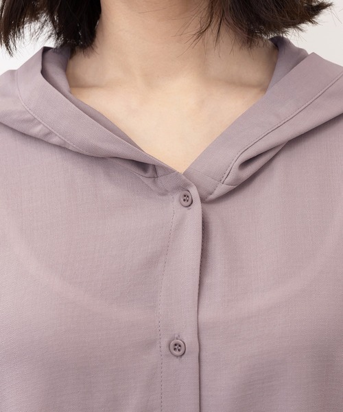 【新色追加・洗える】麻調パーカーチュニックブラウス(シャツ/ブラウス)|Tiaclasse(ティアクラッセ) 【新色追加・洗える】麻調パーカーチュニックブラウス(シャツ/ブラウス)|Tiaclasse(ティアクラッセ)