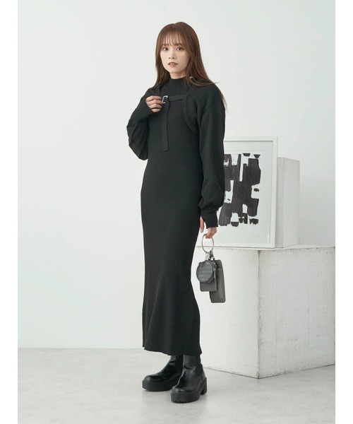 earth music&ecology（アースミュージックアンドエコロジー）の「[SET2点]ボレロ+ニットワンピース（ワンピース・レディース・ブルー/ブラック/ベージュ・FREE）」の4枚目の写真