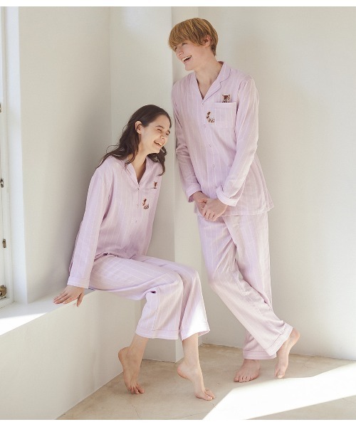 PEACH JOHN（ピーチジョン）の「【コットン100%で着心地ふんわり◎ペアでおそろい】【大判トートバッグ付き】シャツパジャマセット（ルームウェア/パジャマ・レディース・ラベンダー/ミント・2/1/3）」の7枚目の写真