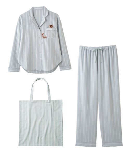 PEACH JOHN（ピーチジョン）の「【コットン100%で着心地ふんわり◎ペアでおそろい】【大判トートバッグ付き】シャツパジャマセット（ルームウェア/パジャマ・レディース・ラベンダー/ミント・2/1/3）」の5枚目の写真