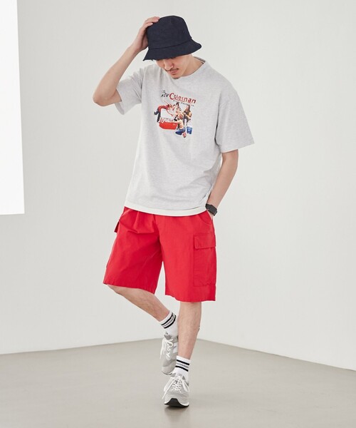 coen（コーエン）の「Chinook Sport（チヌークスポーツ）別注グログラン6ポケットカーゴショーツ（セットアップ対応）（カーゴパンツ・メンズ・ブラック/レッド・S/M/L/XL）」の5枚目の写真