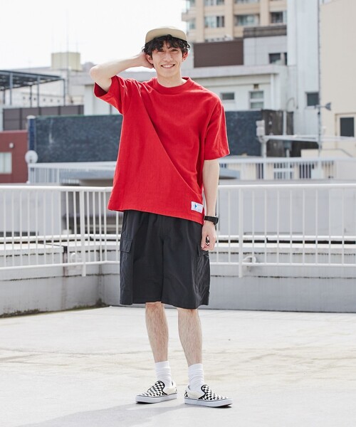 coen（コーエン）の「Chinook Sport（チヌークスポーツ）別注グログラン6ポケットカーゴショーツ（セットアップ対応）（カーゴパンツ・メンズ・ブラック/レッド・S/M/L/XL）」の15枚目の写真