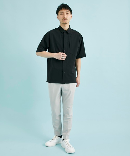 CITY TOKYO（シティトウキョウ）の「撥水スーパーストレッチハイゲージナイロンシャツ（シャツ/ブラウス・メンズ・グレー/ブラック・1/2）」の5枚目の写真