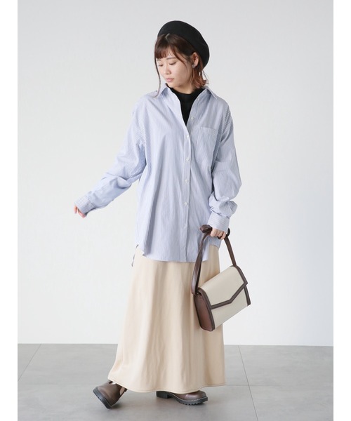 ehka sopo(エヘカソポ)の「ウェーブリブハイネックカットソー(Tシャツ/カットソー・レディース・ブラック/オフホワイト/キナリ・フリ-)」の11枚目の写真