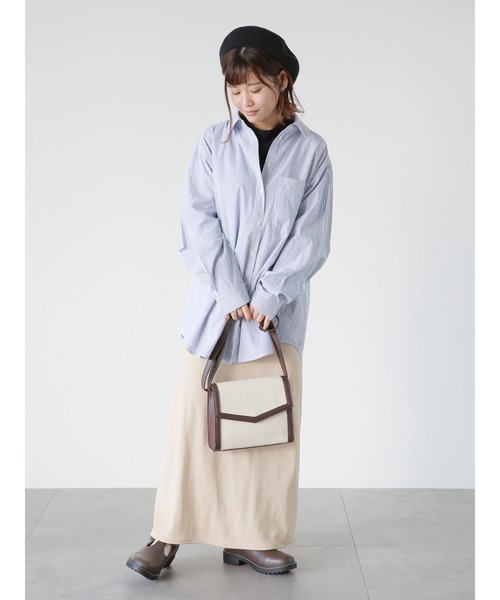 ehka sopo(エヘカソポ)の「ウェーブリブハイネックカットソー(Tシャツ/カットソー・レディース・ブラック/オフホワイト/キナリ・フリ-)」の6枚目の写真