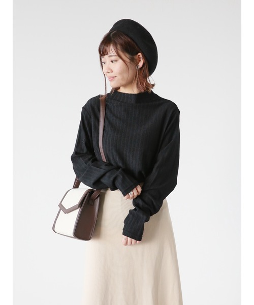 ehka sopo(エヘカソポ)の「ウェーブリブハイネックカットソー(Tシャツ/カットソー・レディース・ブラック/オフホワイト/キナリ・フリ-)」の22枚目の写真