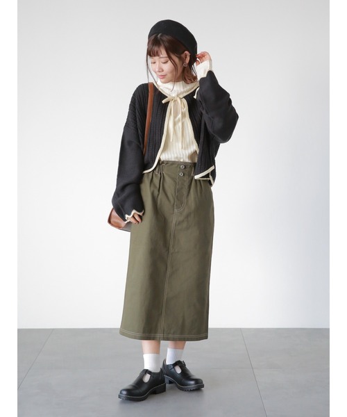 ehka sopo(エヘカソポ)の「ウェーブリブハイネックカットソー(Tシャツ/カットソー・レディース・ブラック/オフホワイト/キナリ・フリ-)」の9枚目の写真