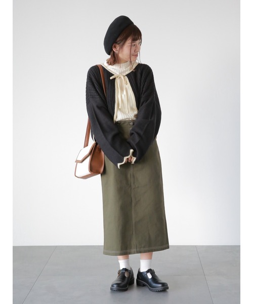 ehka sopo(エヘカソポ)の「ウェーブリブハイネックカットソー(Tシャツ/カットソー・レディース・ブラック/オフホワイト/キナリ・フリ-)」の14枚目の写真