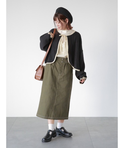 ehka sopo(エヘカソポ)の「ウェーブリブハイネックカットソー(Tシャツ/カットソー・レディース・ブラック/オフホワイト/キナリ・フリ-)」の12枚目の写真