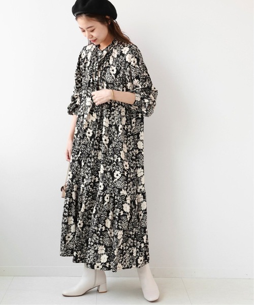 JOURNAL STANDARD relume（ジャーナルスタンダード　レリューム）の「《追加》レトロフラワープリントボウタイギャザーワンピース（ワンピース・レディース・ブラック/グリーン・FREE）」の22枚目の写真