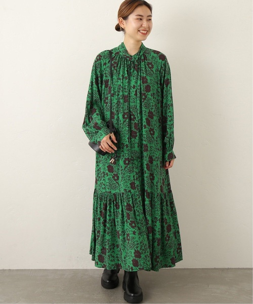 JOURNAL STANDARD relume（ジャーナルスタンダード　レリューム）の「《追加》レトロフラワープリントボウタイギャザーワンピース（ワンピース・レディース・ブラック/グリーン・FREE）」の19枚目の写真