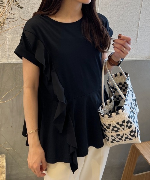 Shelly island(シェリーアイランド)の「フリルデザインペプラムカットソー(Tシャツ/カットソー・レディース・ブラック/ホワイト・M)」の10枚目の写真