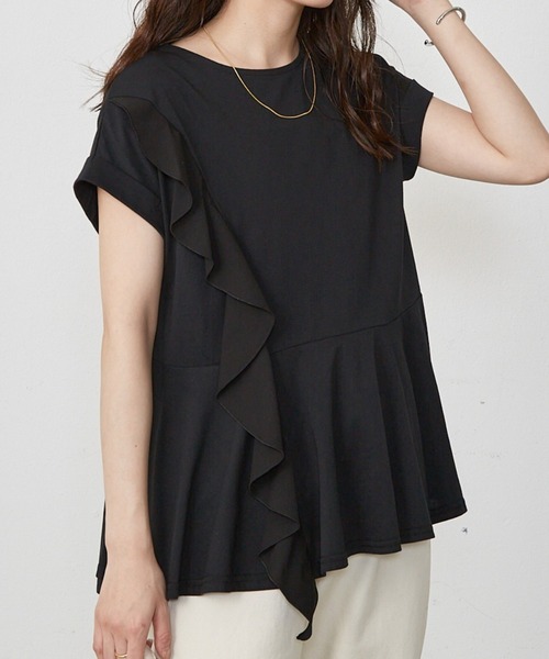 Shelly island(シェリーアイランド)の「フリルデザインペプラムカットソー(Tシャツ/カットソー・レディース・ブラック/ホワイト・M)」の11枚目の写真