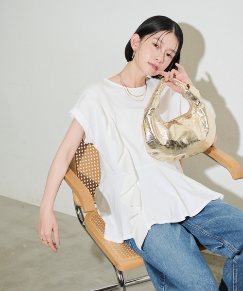 Shelly island(シェリーアイランド)の「フリルデザインペプラムカットソー(Tシャツ/カットソー・レディース・ブラック/ホワイト・M)」の14枚目の写真