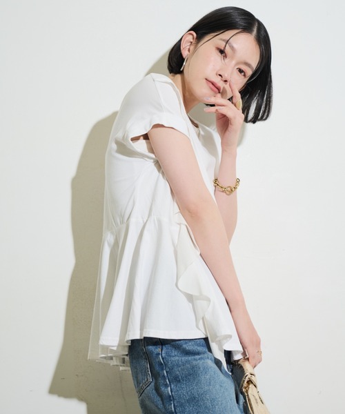 Shelly island(シェリーアイランド)の「フリルデザインペプラムカットソー(Tシャツ/カットソー・レディース・ブラック/ホワイト・M)」の20枚目の写真