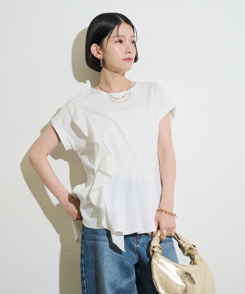 Shelly island(シェリーアイランド)の「フリルデザインペプラムカットソー(Tシャツ/カットソー・レディース・ブラック/ホワイト・M)」の19枚目の写真