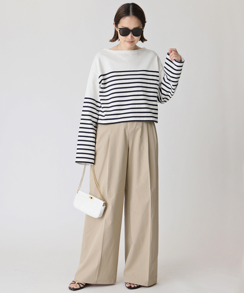 Deuxieme Classe(ドゥーズィエムクラス)の「Cropped Stripe Tシャツ(Tシャツ/カットソー・レディース・ブラック/ネイビー・FREE)」の16枚目の写真