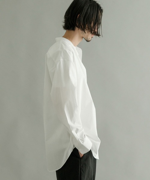 THOMAS MASON（トーマス メイソン）の「トーマスメイソンバンドカラーオーバーシャツ（シャツ/ブラウス・メンズ・ブラック/ストライプ/ホワイト/ロイヤルブルー・LARGE/X-LARGE/MEDIUM）」の12枚目の写真