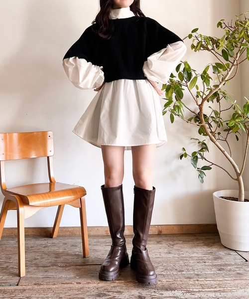 Mysa&Liina(ミーサリーナ)の「ニットベスト×ボウタイブラウス(シャツ/ブラウス・レディース・ブラック/ピンクベージュ/ベージュ・M)」の6枚目の写真