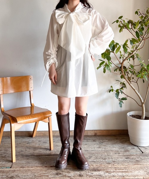 Mysa&Liina(ミーサリーナ)の「ニットベスト×ボウタイブラウス(シャツ/ブラウス・レディース・ブラック/ピンクベージュ/ベージュ・M)」の18枚目の写真