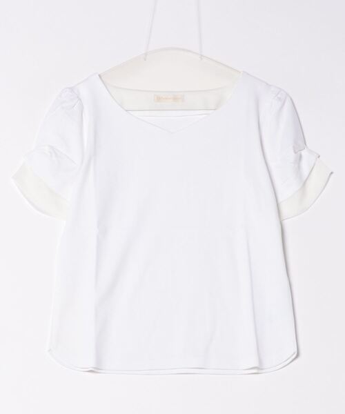 12Twelve Agenda(トゥエルブ アジェンダ)の「ハートネック異素材タックスリーブカットソープルオーバー(Tシャツ/カットソー・レディース・ネイビー/ミント/チャコールグレー/オフホワイト/カーキ/サックスブルー/ブラック/モカ・M)」の1枚目の写真