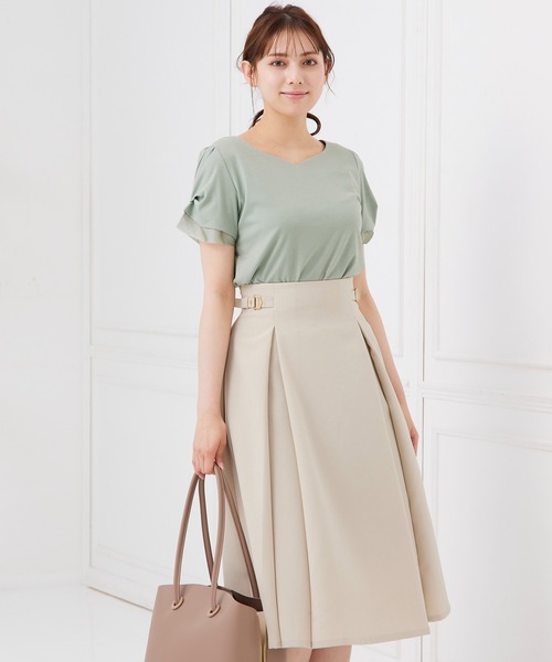 12Twelve Agenda(トゥエルブ アジェンダ)の「ハートネック異素材タックスリーブカットソープルオーバー(Tシャツ/カットソー・レディース・ネイビー/ミント/チャコールグレー/オフホワイト/カーキ/サックスブルー/ブラック/モカ・M)」の17枚目の写真