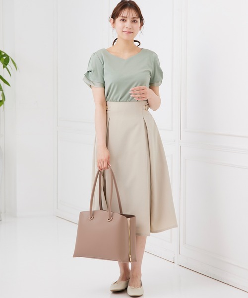 12Twelve Agenda(トゥエルブ アジェンダ)の「ハートネック異素材タックスリーブカットソープルオーバー(Tシャツ/カットソー・レディース・ネイビー/ミント/チャコールグレー/オフホワイト/カーキ/サックスブルー/ブラック/モカ・M)」の18枚目の写真