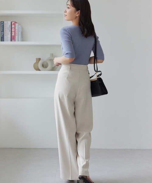 Edit Sheen（エディットシーン）の「5分袖ボートネックリブニット（ニット/セーター・レディース・ホワイト/ブルー/ブラック/ホワイト×ブラック・M）」の10枚目の写真