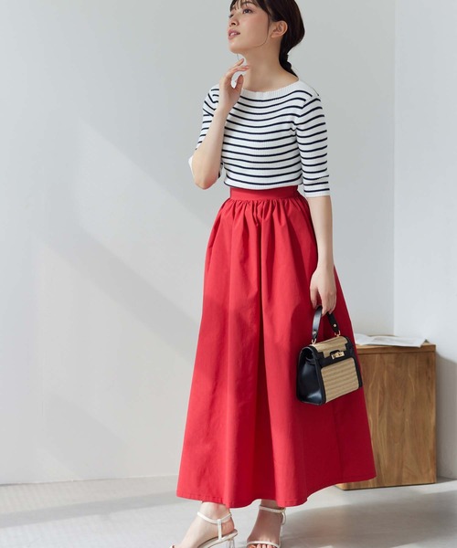 Edit Sheen（エディットシーン）の「5分袖ボートネックリブニット（ニット/セーター・レディース・ホワイト/ブルー/ブラック/ホワイト×ブラック・M）」の19枚目の写真