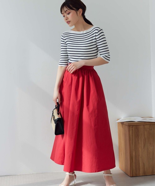 Edit Sheen（エディットシーン）の「5分袖ボートネックリブニット（ニット/セーター・レディース・ホワイト/ブルー/ブラック/ホワイト×ブラック・M）」の20枚目の写真